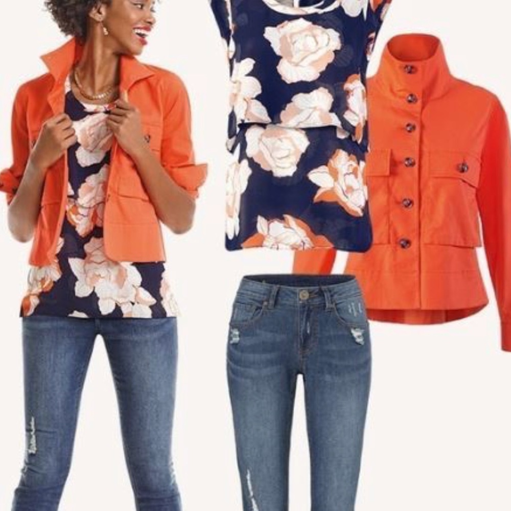 CAbi 5098 Resort Jacket Tiger Lily Orange